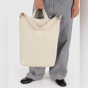 NWT Baggu Duck Tote Bag Cream 100% Cotton Natural Canvas Handbag Shoulder Bag